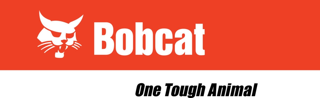 Bobcat logo with a stylized bobcat face in white next to the word "Bobcat" on an orange background.