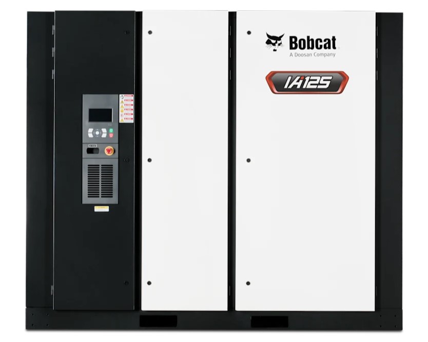 Front view of a Bobcat branded industrial machine with control panel and "14/125" label on white panels.